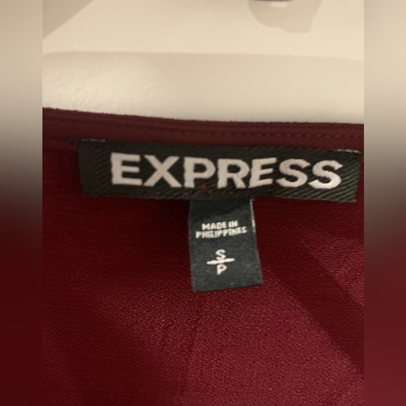 Red lace up front long sleeve top. Size small. - Picture 2 of 8